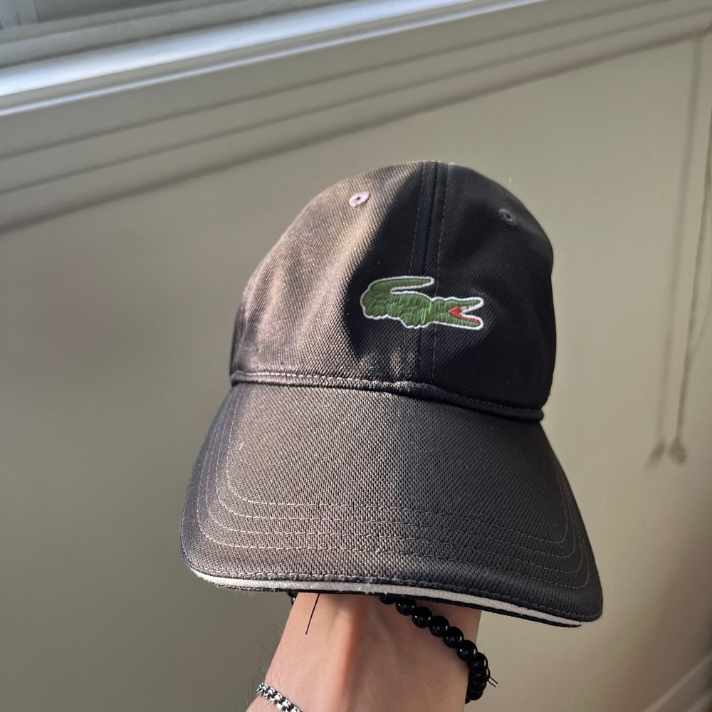 Lacoste Sport Mens Black Mesh Adjustable Baseball Cap Embroidered Crocodile Logo